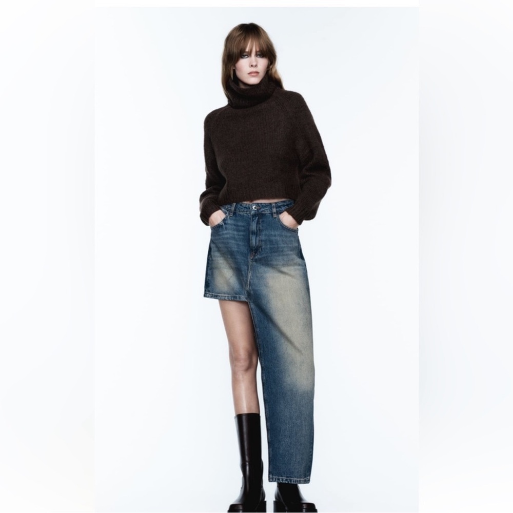 ZARA Z1975 ASYMMETRIC DENIM SKIRT